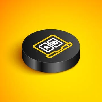 Isometric line Online poker table game icon isolated on yellow background. .. Stock Illustration