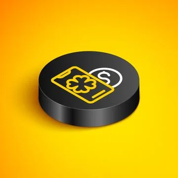 Isometric line Online poker table game icon isolated on yellow background. .. イラスト素材