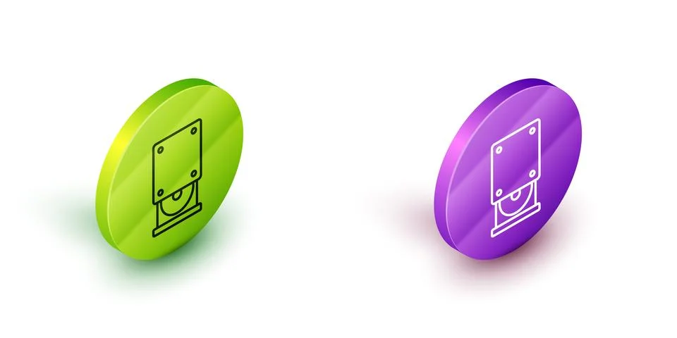 Isometric line Optical disc drive icon isolated on white background. CD DVD.. Stock Illustration