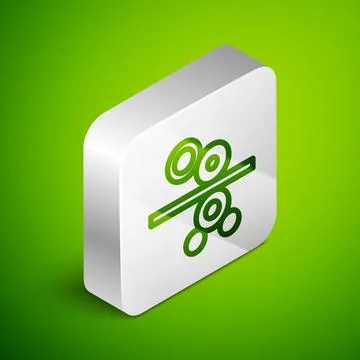Isometric line Paper roll of a printing press icon isolated on green background 스톡 일러스트