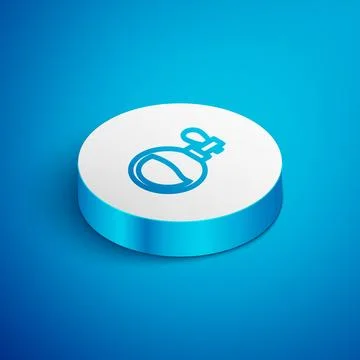 Isometric line Perfume icon isolated on blue background. White circle button. Illustration
