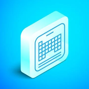 Isometric line Periodic table of the elements icon isolated on blue background Stock Illustration