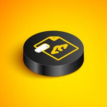 Isometric line PHP file document. Download php button icon isolated on yellow Stock Illustration