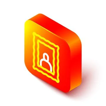 Isometric line Picture frame on table icon isolated on white background. Va.. Stock Illustration