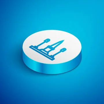 Isometric line Place De La Concorde in Paris, France icon isolated on blue Stock Illustration