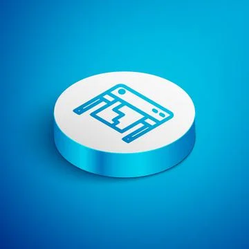 Isometric line Plotter icon isolated on blue background. Large format Stock Illustration