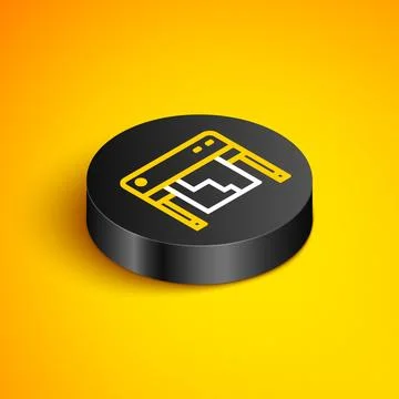 Isometric line Plotter icon isolated on yellow background. Large format mul.. イラスト素材