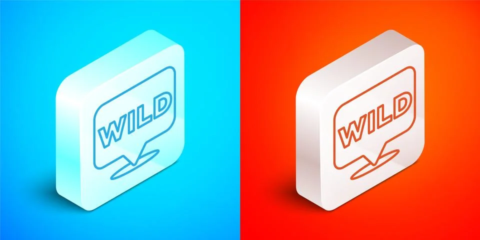 Isometric line Pointer to wild west icon isolated on blue and red background 스톡 일러스트