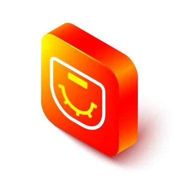 Isometric line Poker table icon isolated on white background. Orange square Stock Illustration
