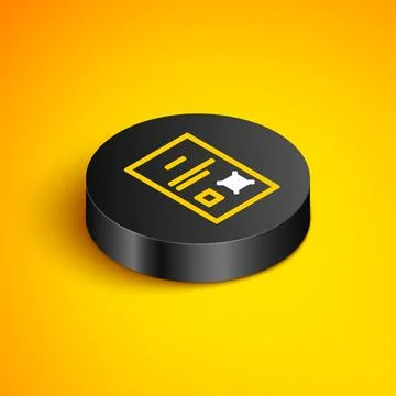 Isometric line Poll document icon isolated on yellow background. Black circ.. Stock-Illustration