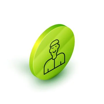 Isometric line Positive thinking icon isolated on white background. Green circle Stock Illustration