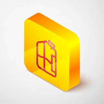 Isometric line Printer ink bottle icon isolated on grey background. Yellow Stock Illustration