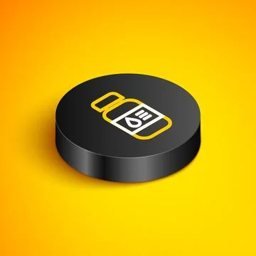 Isometric line Printer ink bottle icon isolated on yellow background. Black.. Stockillustratie