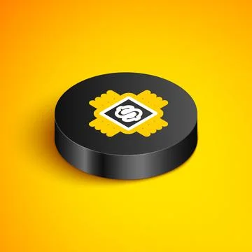 Isometric line Processor chip with dollar icon isolated on yellow background Stockillustratie