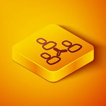 Isometric line Project team base icon isolated on orange background. Business 스톡 일러스트