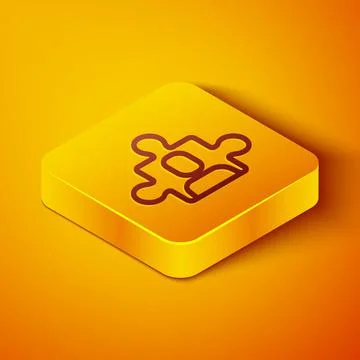 Isometric line Project team base icon isolated on orange background. Business 스톡 일러스트