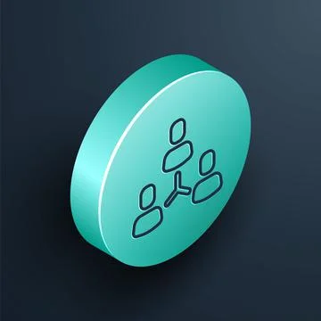 Isometric line Project team base icon isolated on black background. Business Illustrazione stock