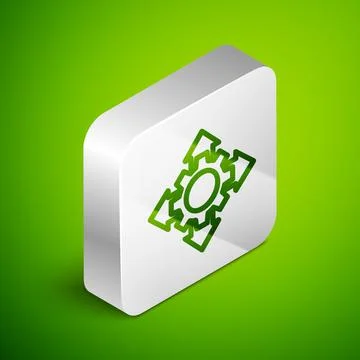 Isometric line Project team base icon isolated on green background. Business 스톡 일러스트