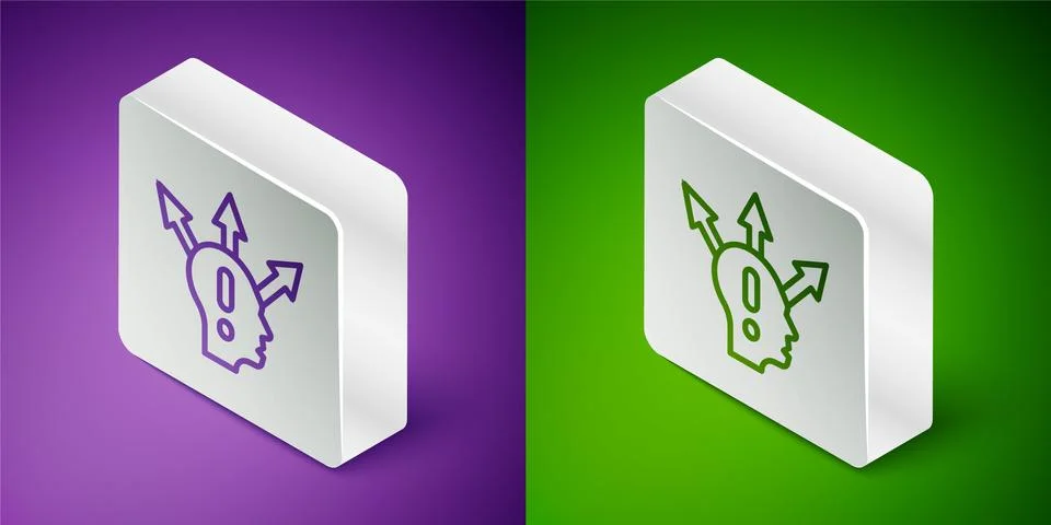Isometric line Project team base icon isolated on purple and green background Stockillustratie
