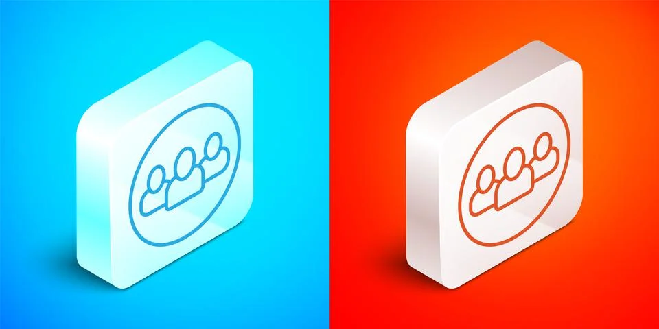 Isometric line Project team base icon isolated on blue and red background Illustrazione stock