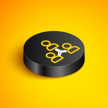 Isometric line Project team base icon isolated on yellow background. Business Stock Illustration
