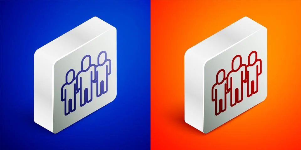 Isometric line Project team base icon isolated on blue and orange background Illustrazione stock