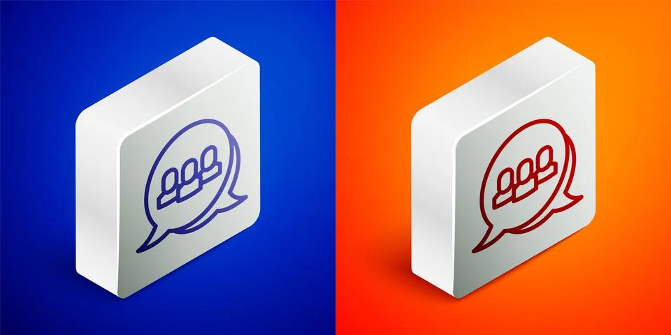 Isometric line Project team base icon isolated on blue and orange background Illustrazione stock