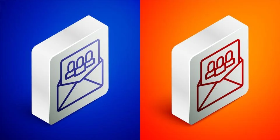 Isometric line Project team base icon isolated on blue and orange background Stock Illustration