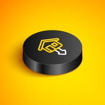 Isometric line Property and housing market collapse icon isolated on yellow Stock Illustration