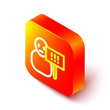 Isometric line Protest icon isolated on white background. Meeting, protester Stock Illustration