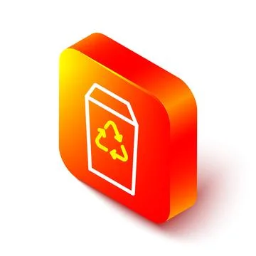 Isometric line Recycle bin with recycle symbol icon isolated on white backg.. Stock Illustration