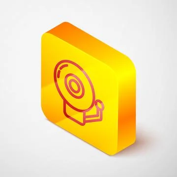 Isometric line Ringing alarm bell icon isolated on grey background. Alarm s.. Stock Illustration