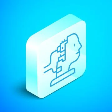 Isometric line Robot connected for maintenance icon isolated on blue background Illustrazione stock