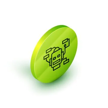 Isometric line Robot icon isolated on white background. Artificial intelligence Stock Illustration