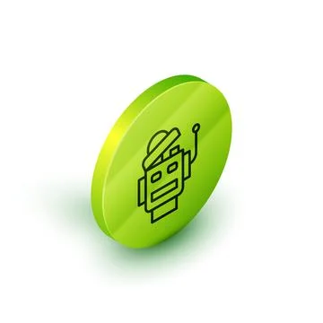 Isometric line Robot icon isolated on white background. Artificial intelligence Illustrazione stock
