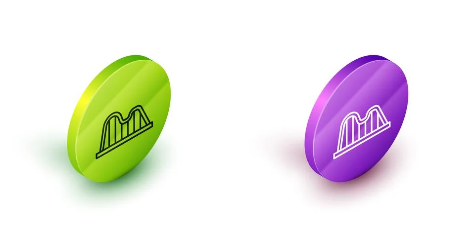 Isometric line Roller coaster icon isolated on white background. Amusement park 스톡 일러스트