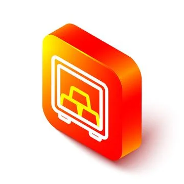 Isometric line Safe with gold bars icon isolated on white background. Preci.. Stock Illustration