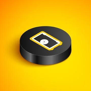 Isometric line Safe icon isolated on yellow background. The door safe a bank Illustrazione stock
