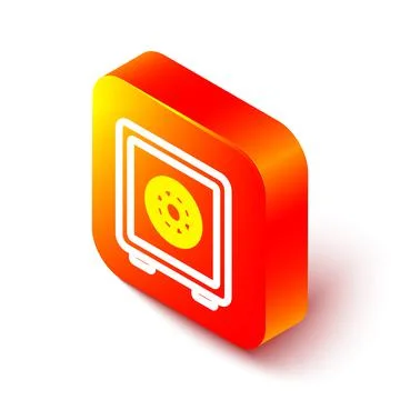 Isometric line Safe icon isolated on white background. The door safe a bank 스톡 일러스트