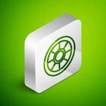 Isometric line Safe icon isolated on green background. The door safe a bank Illustrazione stock