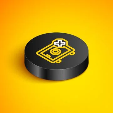 Isometric line Safe icon isolated on yellow background. The door safe a bank  Stock Illustration