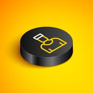 Isometric line Sailor captain icon isolated on yellow background. Black cir.. Stock Illustration