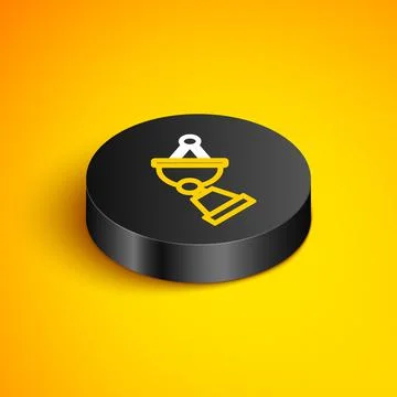 Isometric line Satellite dish icon isolated on yellow background. Radio anten Stockillustratie