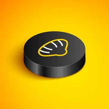 Isometric line Scallop sea shell icon isolated on yellow background. Seashell Stock Illustration