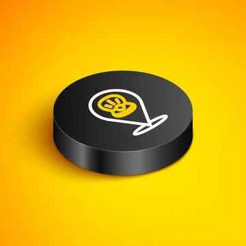 Isometric line Scallop sea shell icon isolated on yellow background. Seashe.. Stock Illustration