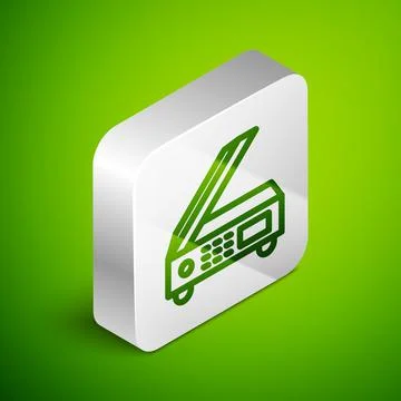 Isometric line Scanner icon isolated on green background. Scan document, paper Stock Illustration