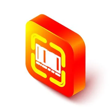 Isometric line Scanner scanning bar code icon isolated on white background Illustrazione stock
