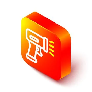 Isometric line Scanner scanning bar code icon isolated on white background 스톡 일러스트