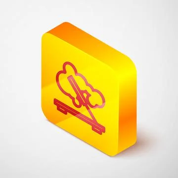Isometric line Scented spa stick on a wooden stand icon isolated on grey Stock-Illustration