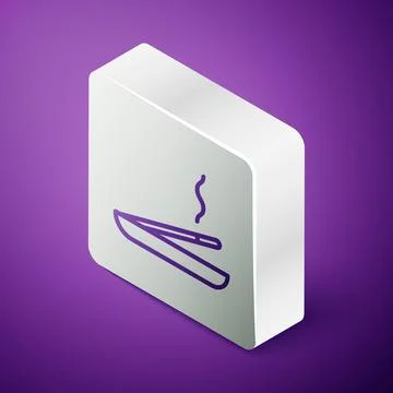 Isometric line Scented spa stick on a wooden stand icon isolated on purple Stock-Illustration